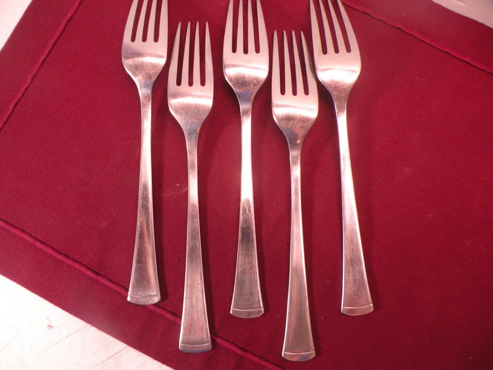 Set Of 5 Stainless Dinner Forks Pfaltzgraff Atrium Flatware 8 3/8" - Image 4 of 4