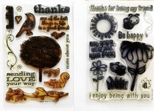 Hero Arts Set of 2 Clear Stamp Sets Be Happy CL377 Trees Birds CL182