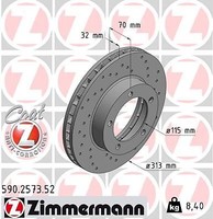 2X Zimmermann 590.2573.52 Bremsscheibe FüR Toyota