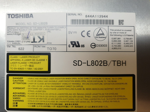 TOSHIBA SD-L802B DVD MULTI DISK DRIVE BRAND NEW - 第 1/4 張圖片