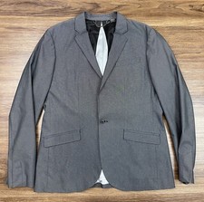 Armani Exchange Mens Modern Slim Fit Plaid Gray Suit Jacket Sport Coat 44L