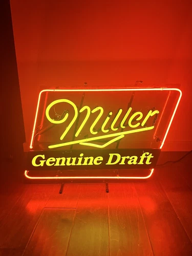 Vintage Miller Genuine Draft Beer Real Tube Neon Sign Display  Led Bar Light