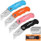 4-Pack Folding Utility Knife Quick Change Box Cutter with 10 Spare Blades + Bag