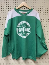 Vintage Ice Time Sports Complex XL Athletic Knit Hockey Jersey Green White