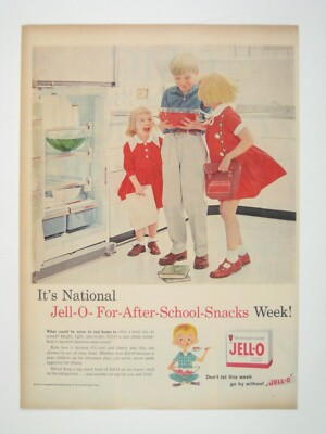 Vintage Jell-O Print Ad After School Snacks 1959 Children MOD Fashion Kitchen