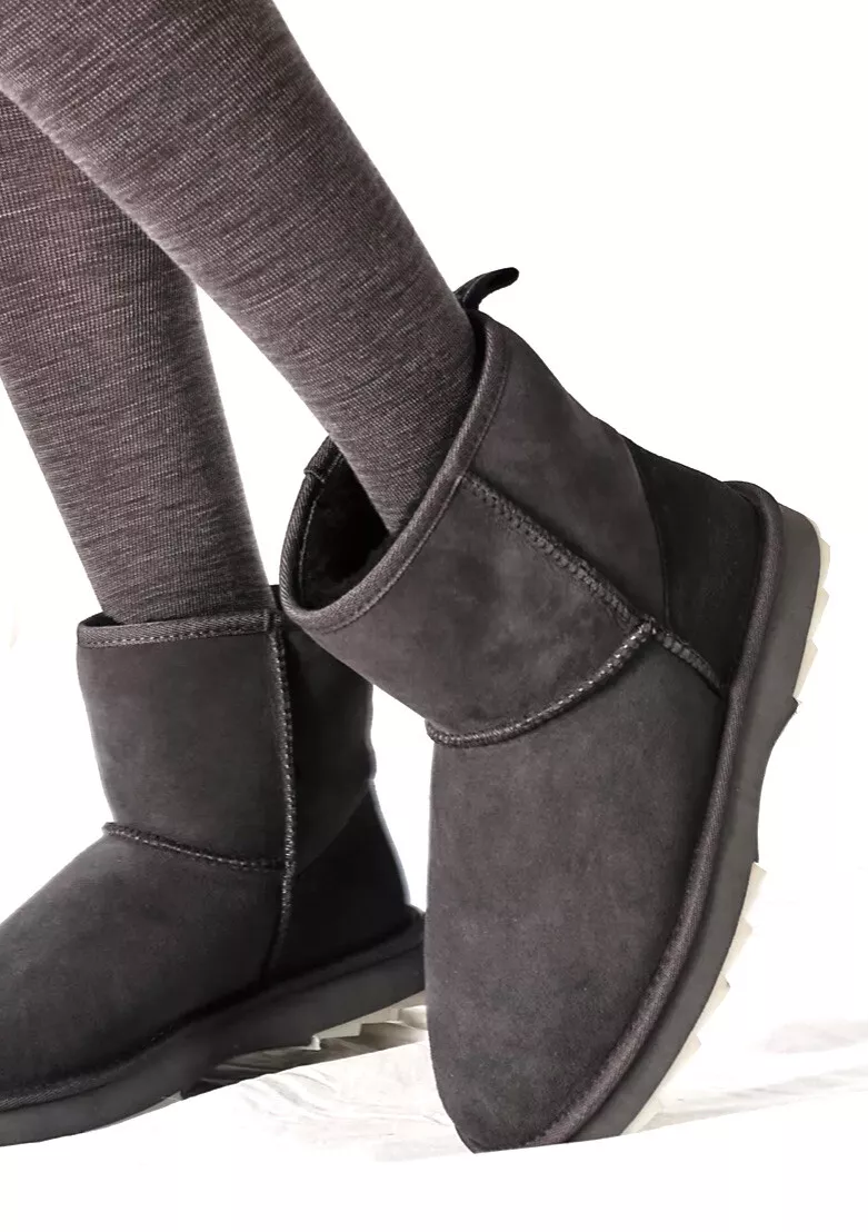 Free People Emu Australia Sharky Mini Boot Shearling Water Resist Gray 40/9 NWT