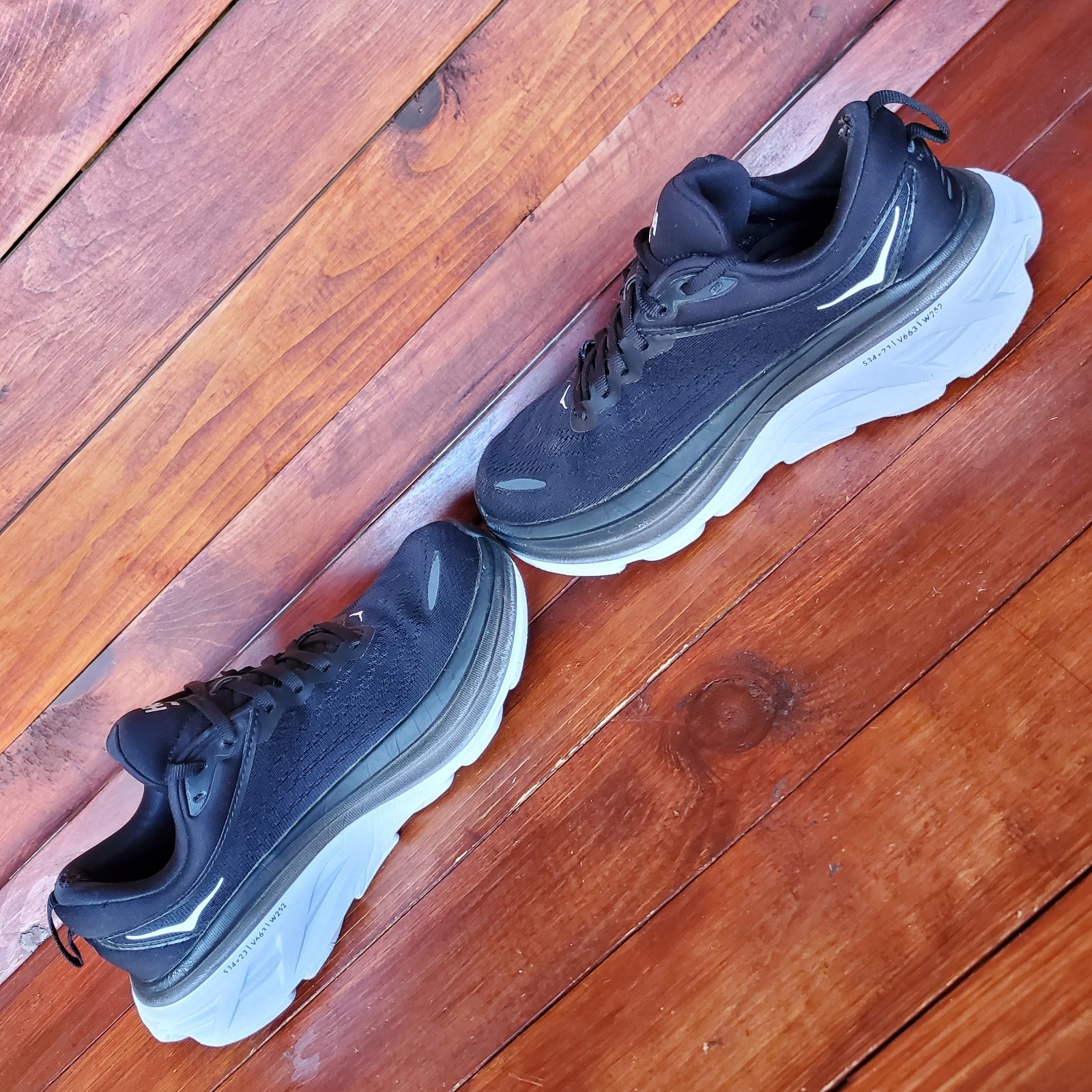 Hoka One One Bondi 8 Shoes Women 6 Black White Running Sneakers 1127952 thumbnail 5