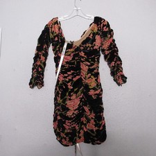 House of CB Dress Floral Velvet Ruched Mini Bodycon Going Out Dark Romantic NWT