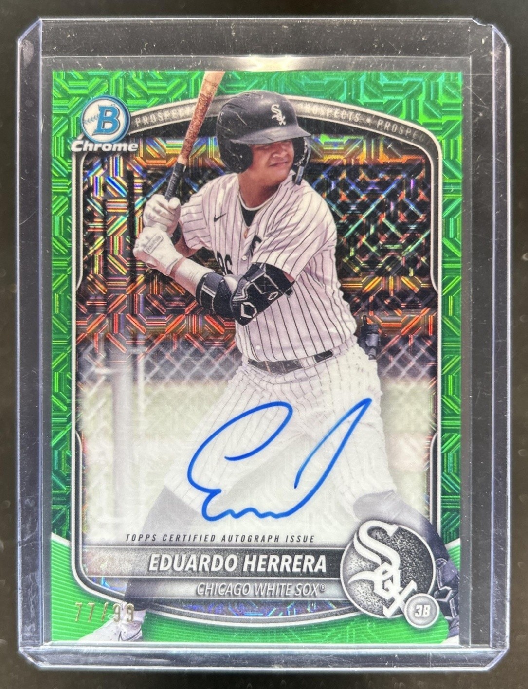 2025 Bowman Eduardo Herrera Chrome Prospect Auto Mega Box Green Refractor #/99