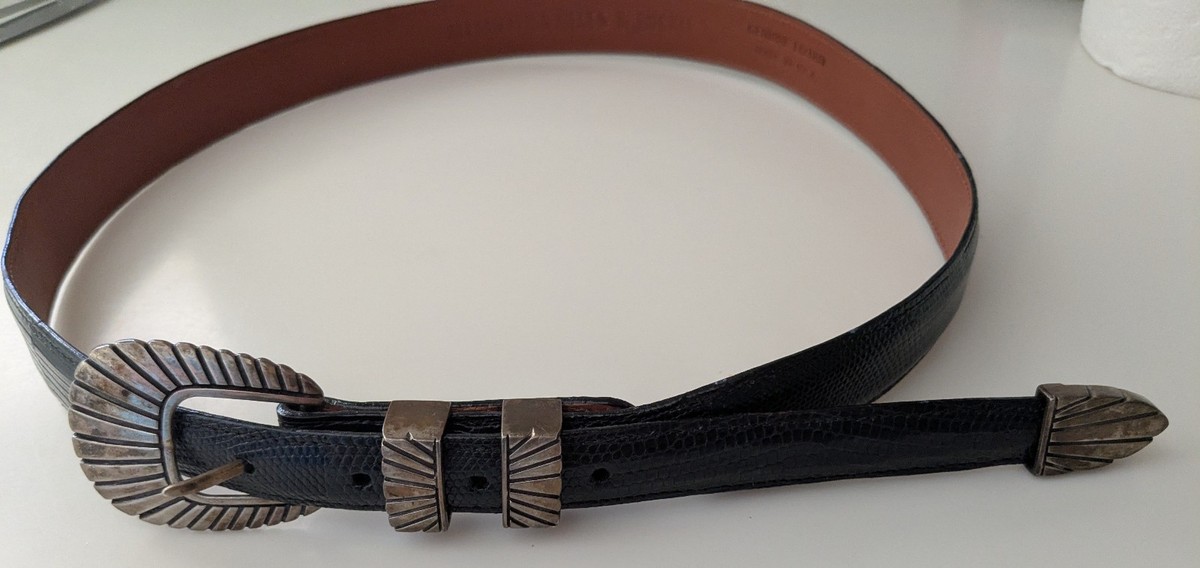 Alexander’s Belts & Buckles Black Genuine Lizard Sterling Silver Buckle Size 36 Alexander main image 2