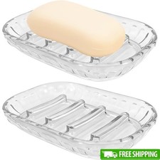 2 Pack Soap Holder Plastic Soap Dish Bathroom Shower Sink Soap Saver Durable New
