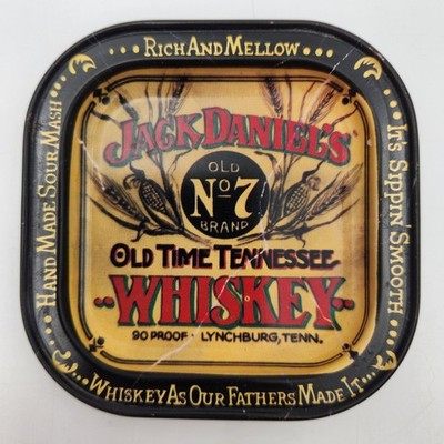 Jack Daniels Old No 7 Tennessee Whiskey Vintage Metal Square Tip/Ashtray Tray