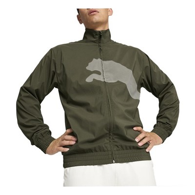 PUMA Train  Cat Woven Full Zip Jacket Mens Green Casual Athletic Outerwear 52596
