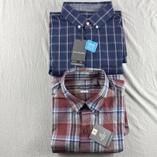Van Heusen Classic Fit Shirt Mens L Plaid Long Sleeve Button Up Lot of 2 NEW NWT