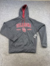 Colosseum Oklahoma Sooners Hoodie Mens L Gray Fleece Logo Lined NCAA Pullover