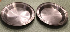 Set Of 2 Vintage 9” No Drip Juice Saver Stainless Steel Pie Pan Each 13.3 Oz