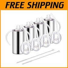 Stainless Steel Sippy Cups with Handles, 4 Pack, 12oz