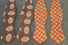 2 VTG Self-Tie Bow Ties Wembley Preppy Classic Dapper Paisley Diamond Point