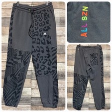 Adidas All Szn Sweatpants Joggers Size M Gray Taper Leopard Print Inseam 27 