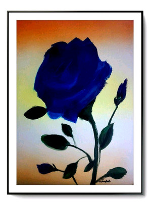 LOVELESS  - BLUE ROSE floral impressionistic acrylic for living room 11 X 15 COA