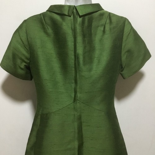60s Forest Green Mod Mini Shift Dress VTG Sz 8 S Slubs Shantung ? Lined, Size 8, $59 - Photo 4