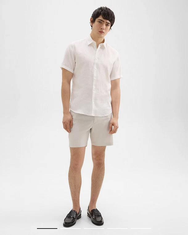 Theory Mens Curtis Regular Fit 7" Shorts Beige Solid 40 Linen Linen
Opens in a new window or tab