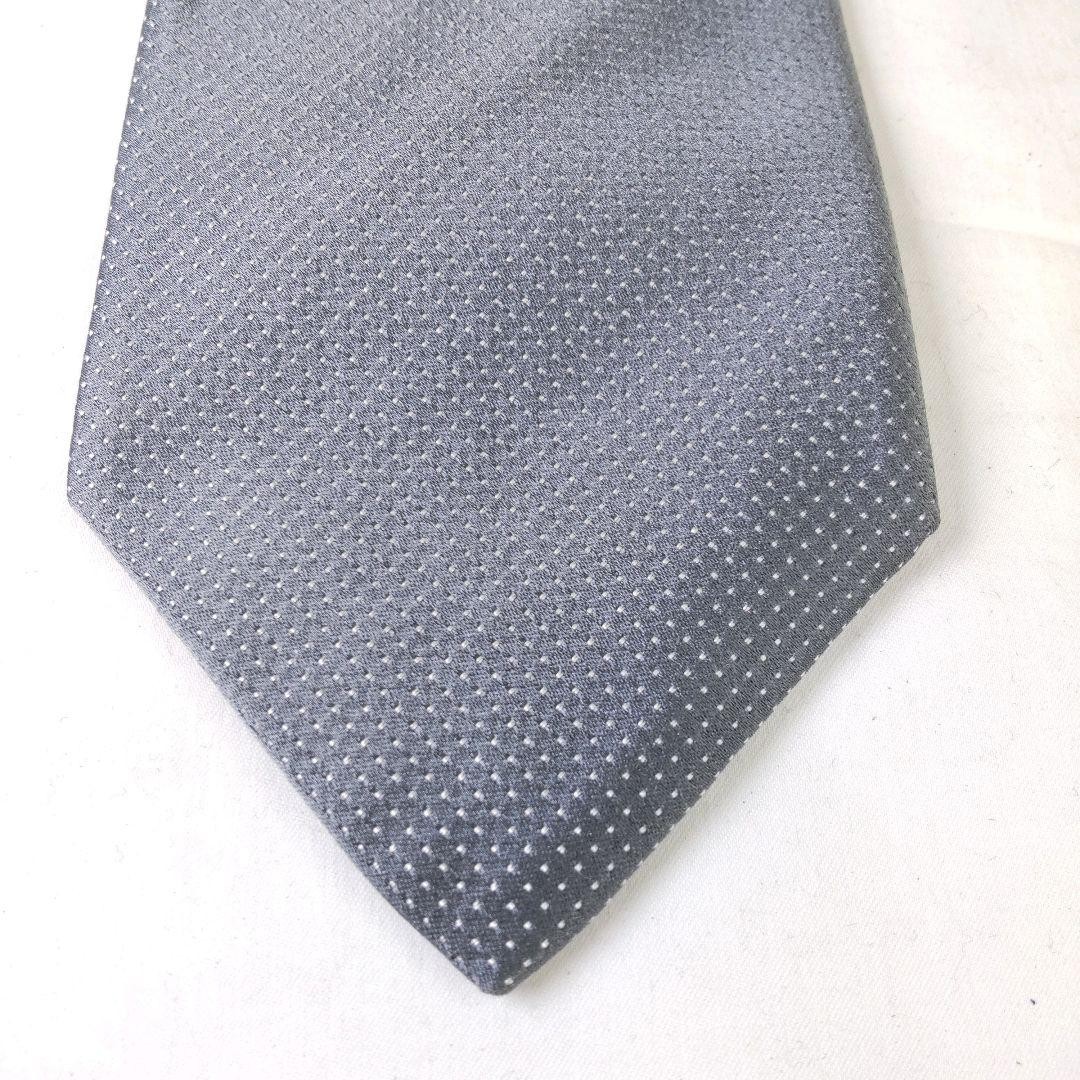 LUIGI BORRELLI Solid Dot Tie Gray Silk Excellent … - image 7