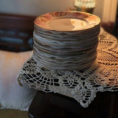 Vintage J&C Louise Bavaria Porcelain Floral Plates Set