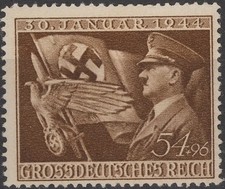 Stamp Germany Mi 865 Sc B252 1944 WWII Fascism Adolf Hitler Eagle Flag MNG