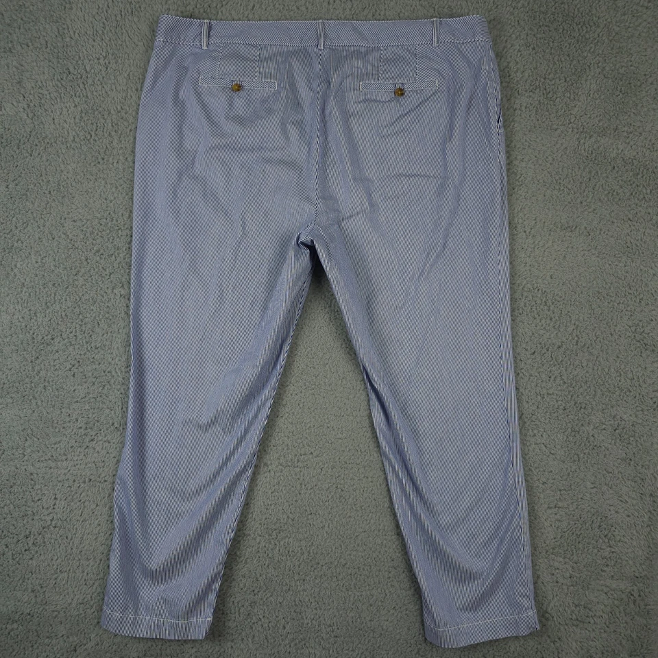 Talbots Pants Womens 22W Blue White Railroad Stripe The Weekend Chino Casual - Image 2 of 4