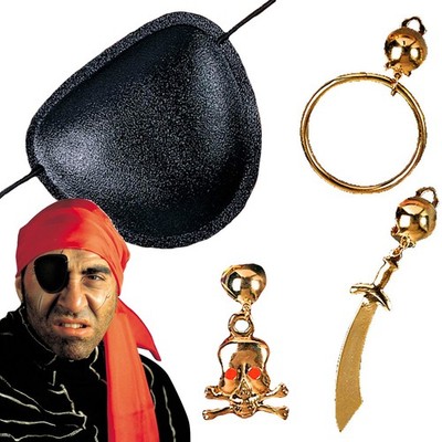 Piratenset mit Augenklappe und Ring Motiv für Halloween und Cosplay