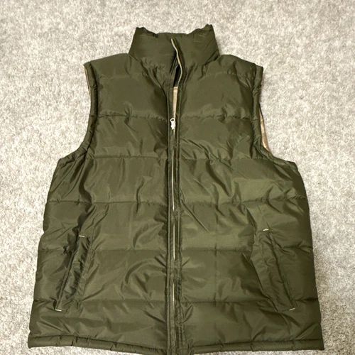 Fourcast Outerwear Men’s Green Quilted Puffer Vest Full Zip Pockets Size L - product listing photo