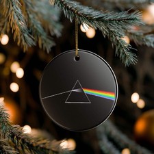 Dark Side Of The Moon Holiday Christmas Ornament Pink Floyd 3" Ceramic Made in t