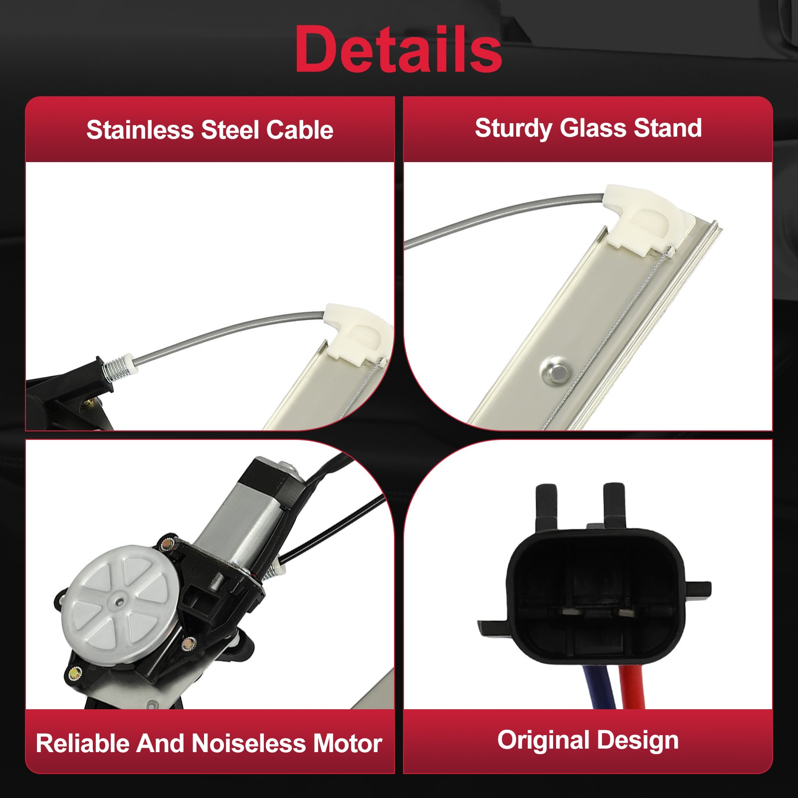 1pc Power Window Regulator w/ motor Rear Left For 07-2017 Jeep Wrangler 748-910 thumbnail 8