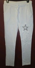 Womens Amorosa Twill Pants S / M White Stretch Drawstring Spring Summer Bottoms