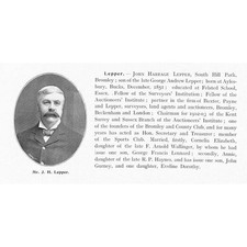 John Harrage Lepper of South Hill Park, Bromley Kent - Antique Print 1904