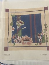 L Caron Hand Painted Needlepoint Canvas Floral Trellis