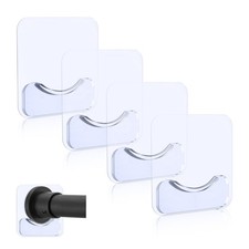 PREBENE Adhesive Shower Curtain Rod Holder, 4 Pcs Tension Transparent