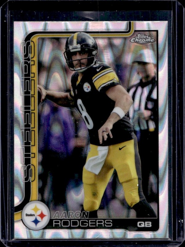 2025 Topps Chrome Aaron Rodgers RayWave Refractor #255 Steelers
