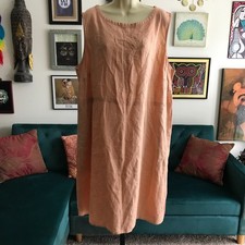 J JILL Love Linen size 3X Pale Orange Sleeveless Dress with Pockets