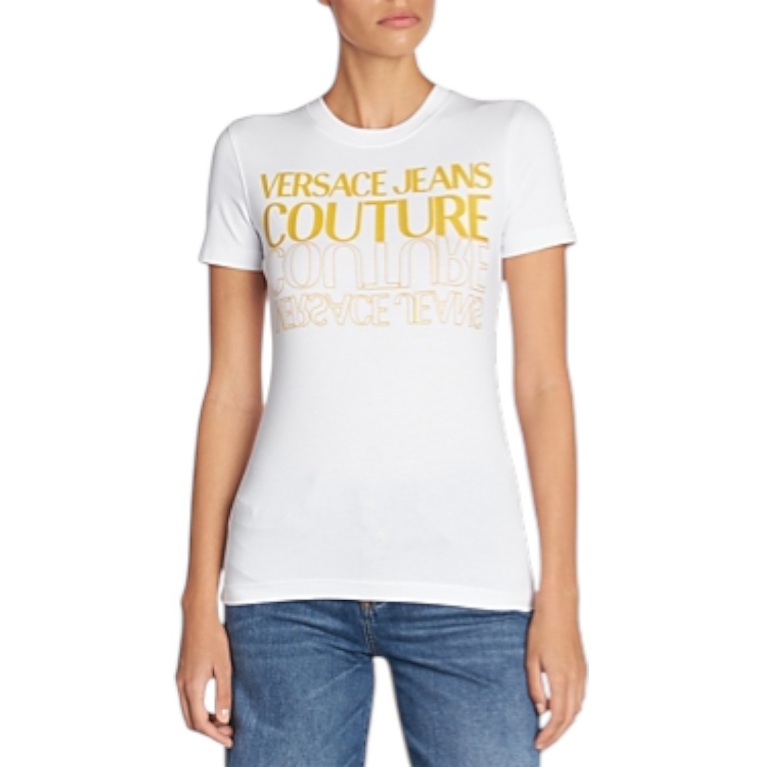 Versace Jeans Couture Women's Sz XL Logo Graphic Short Sleeve White T-Shirt NEW