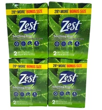 4 x 2 Pack Zest Soap Soothing Aloe Vera 8 Bars Total 4.12oz Each Deodorant
