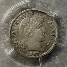 1901-S Barber Silver Dime U.S. Coin,Scarce Sa...