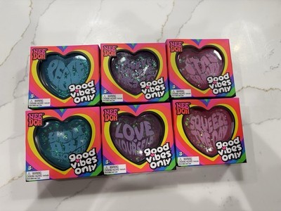 NeeDoh Good Vibes Only Heart Squishy Glow Glitter Sensory Fidget Toy YOU PICK!!