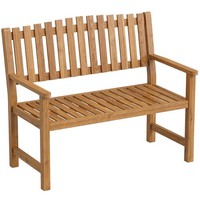 Gartenbank 2-Sitzer Wetterfest Holzbank Mit Lamelldesign Armlehnen, Holz