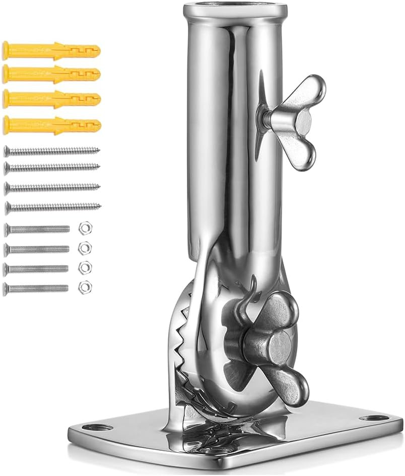 Heavy-Duty 180° Adjustable Flag Pole Bracket Mount, 316 Stainless Steel