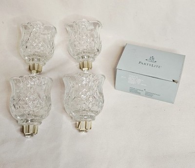 Lot Of 4 Cambridge Glass Tulip Peg Votives For Candleholder & NEW Box Of Candles
