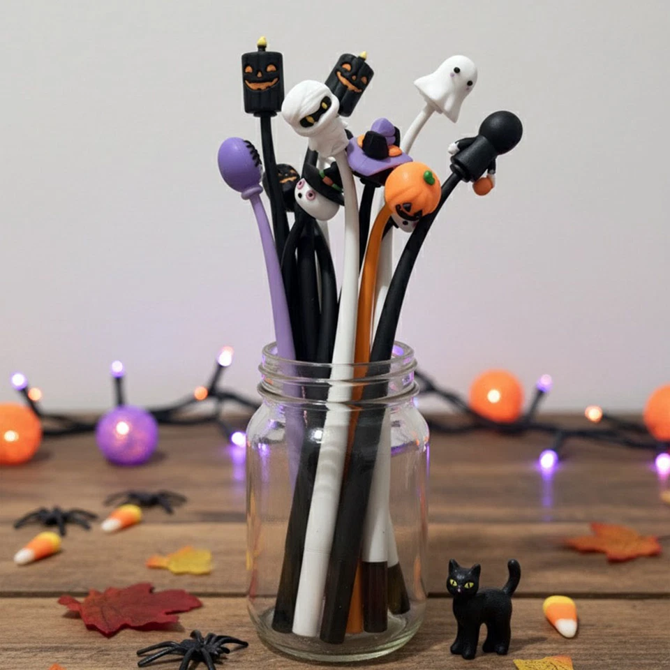 12 piezas bolígrafos de Halloween enviados diseños aleatorios calabaza fantasma vampiro golosinas bolsa fiesta Foto 2 de 4