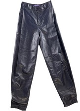 Ralph Lauren Purple Label Blue Barrel Show Sample Spring 24 Leather Women Pants