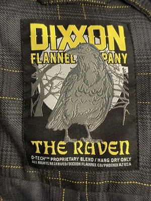 Dixxon The Raven Flannel Shirt Mens XL Black Plaid Pearl Snap Horror